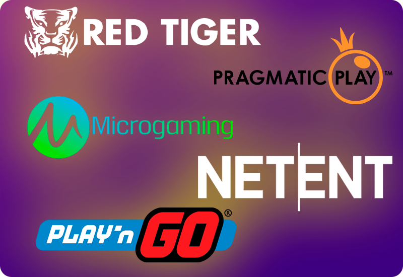 Red Tiger, Pragmatic Play, Microgaming, Netent and Play'n Go providers logos
