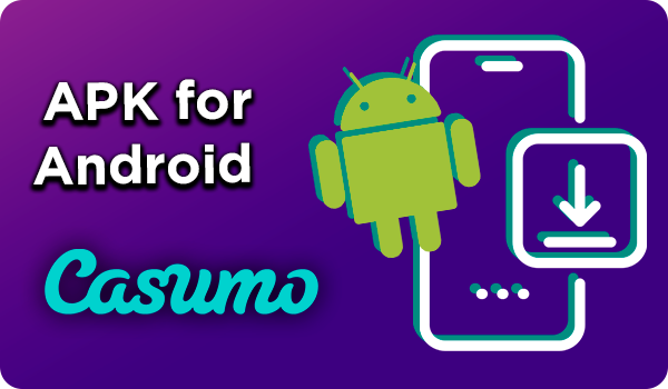 Android logo and Smartphone download icon and Casumo logo