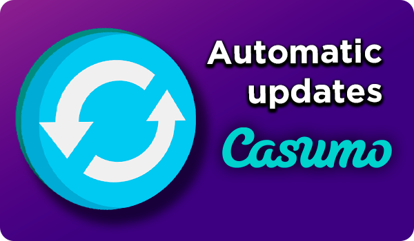 Blue updates icon and Casumo logo