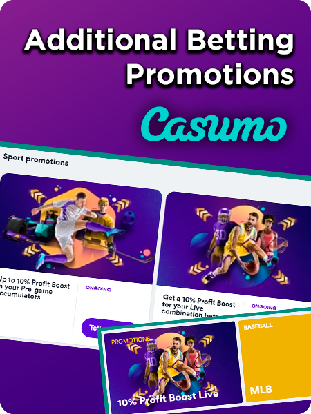 Screenshots of bonuses on the Casumo site