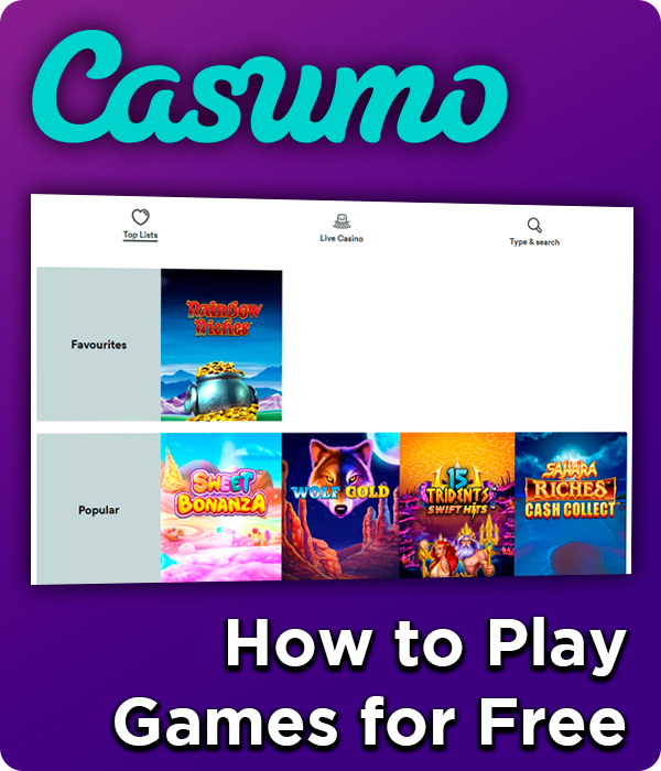 Games list on Casumo and Casumo logo