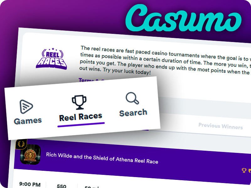 Reel Races category on Casumo website