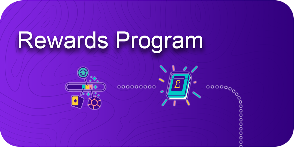 inscription rewards program, a chain with a lock schematically, a loading field, a purple background