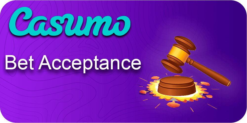 Casumo Bet Acceptance, judge's gavel, purple background