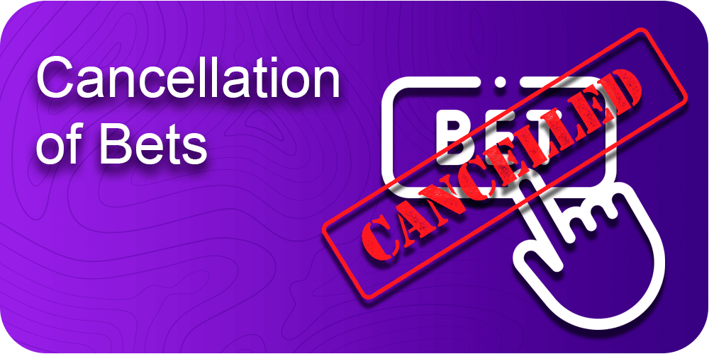 Cancellation of Bets, BET hand icon, cancelled, purple background