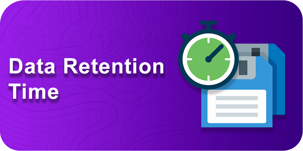 Data Retention Time, two blue floppy disks, green clock