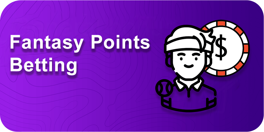 Fantasy Points Betting, man icon, casino chip, purple background
